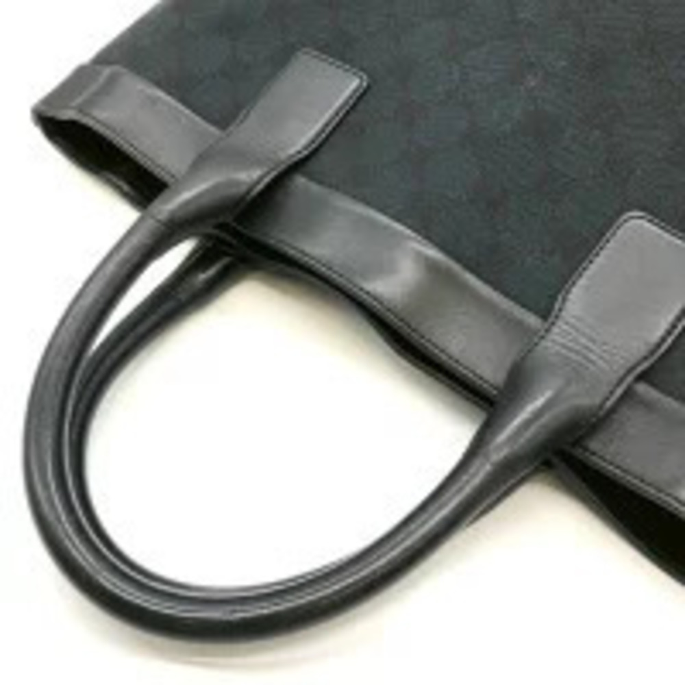 Gucci GG Canvas Tote Bag Handbag Leather Black - Picture 7 of 9